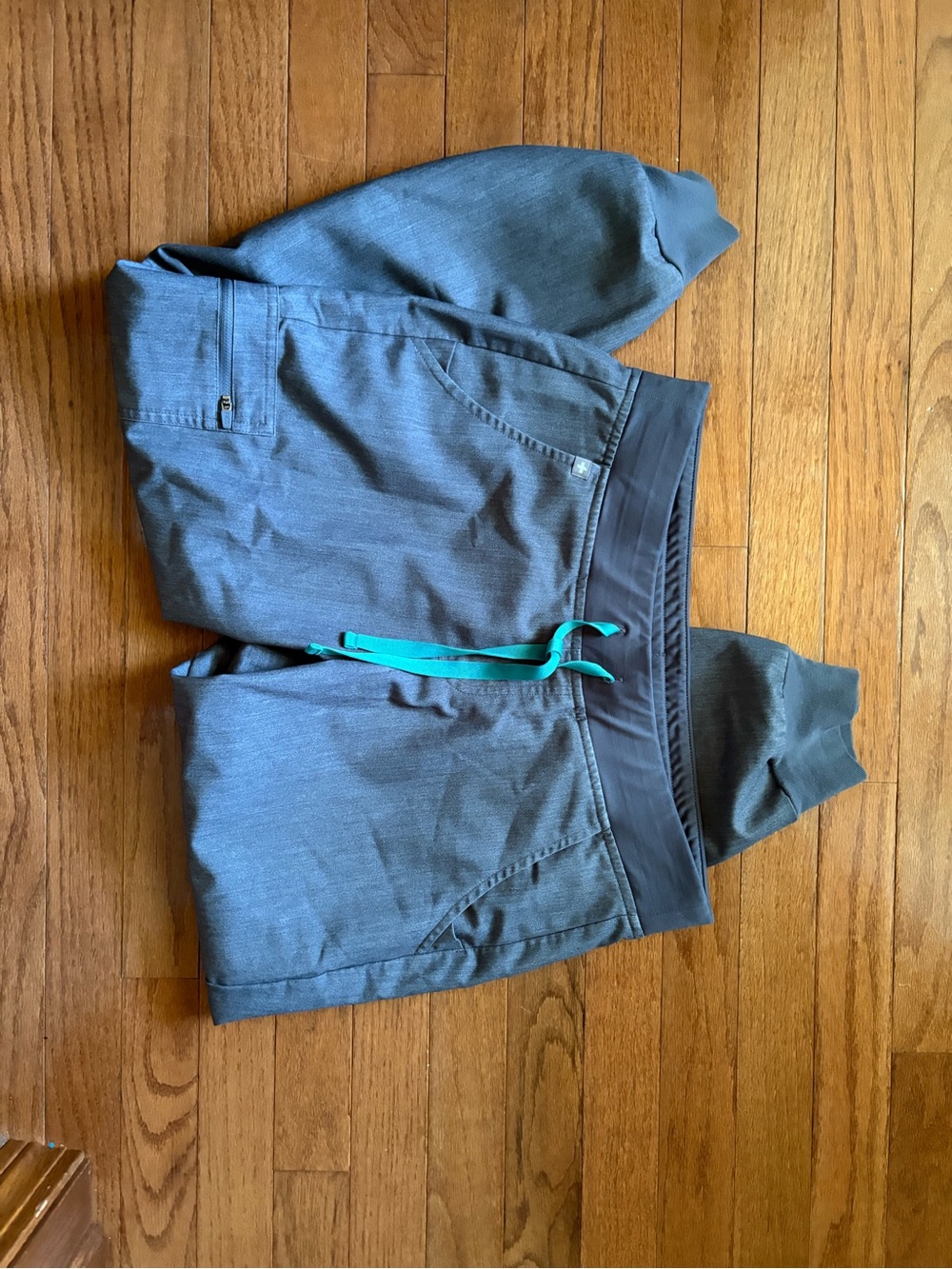 Figs Gray Women's Active Shorts with Teal Drawstring